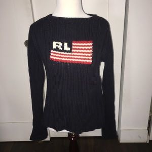 Ralph Lauren - navy blue sweater w/ American flag